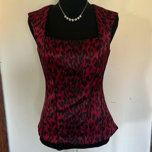 White House Black Market Corset style satin zip back top